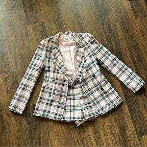 Aritzia Sunday Best pink plaid blazer and skort set